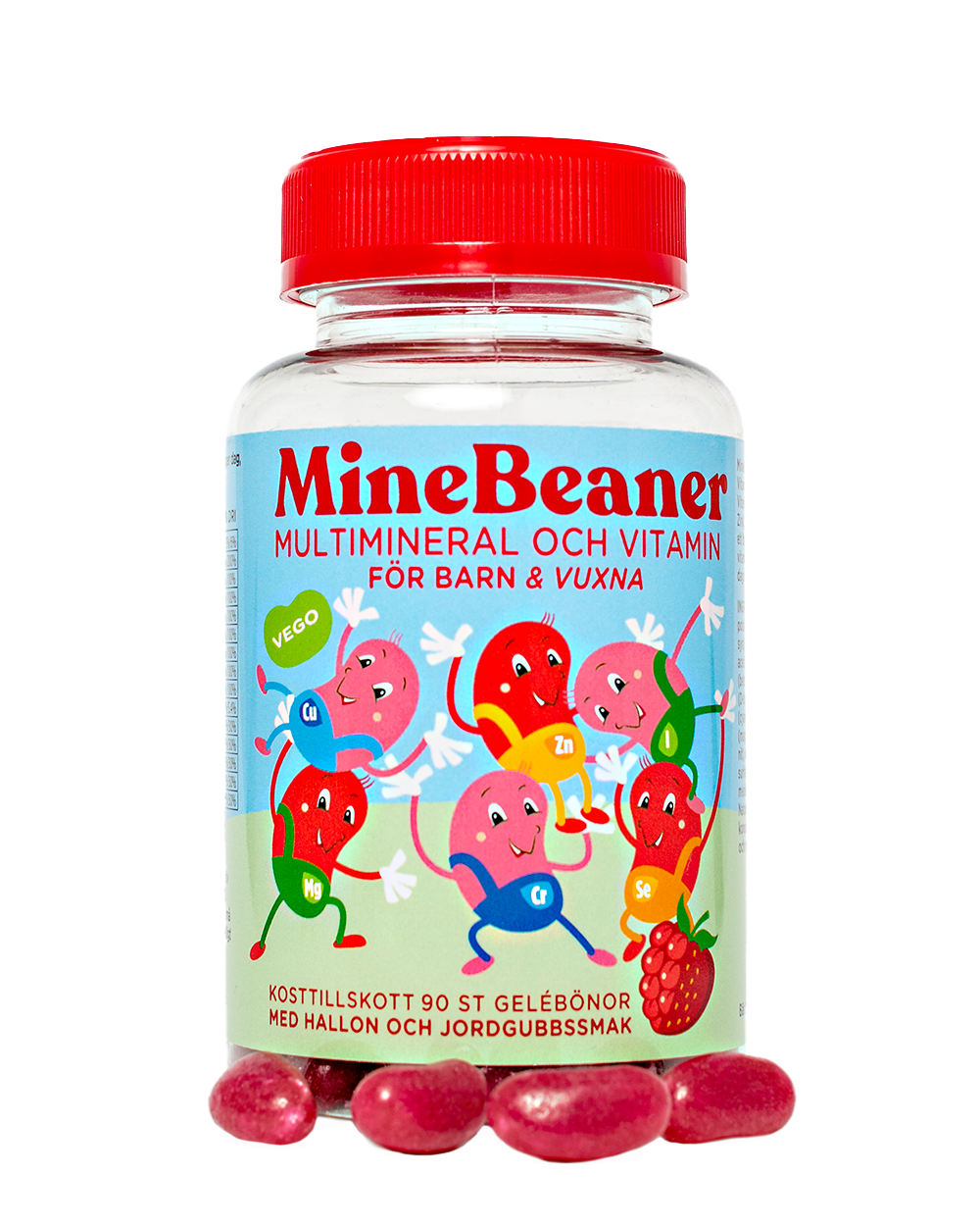 MineBeaner Mineraler & Vitaminer Hallon/Jordgubb